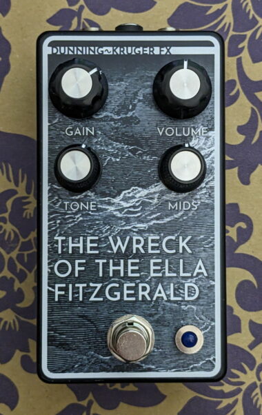 The Wreck of the Ella Fitzgerald Pedal, decorated with a Gustave Doré etching of a stormy ocean