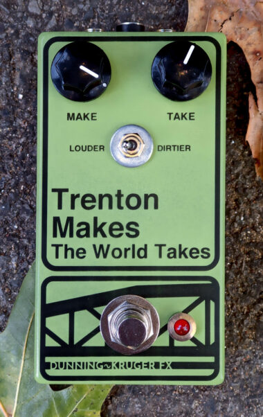 The Trenton Makes pedal, decorated with an abstract representation of the Trenton Makes bridge and in the bridge's general color