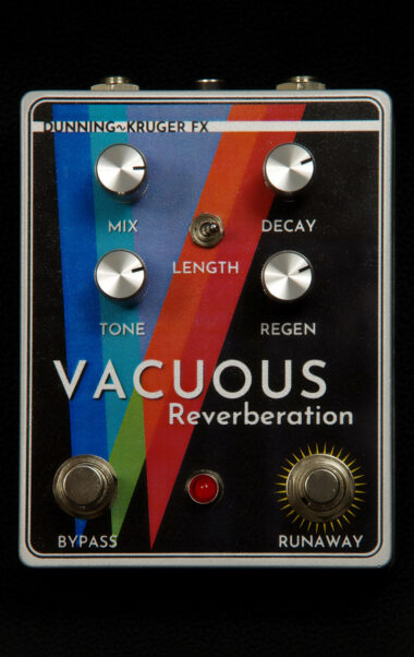 The Vacuous Reverberation pedal, decorated with abstract overlapping triangles