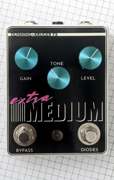 The Extra Medium pedal, decorated in an 80s/Miami Vice sort of vibe